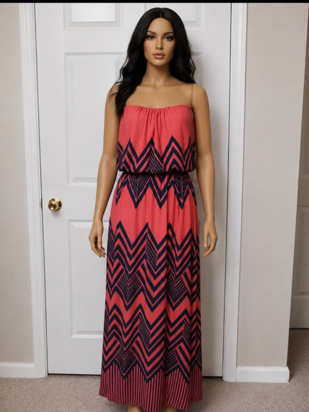 Trixxi Geometric Chevron Print Summer Sleeveless maxi Dress Size Women's XL.